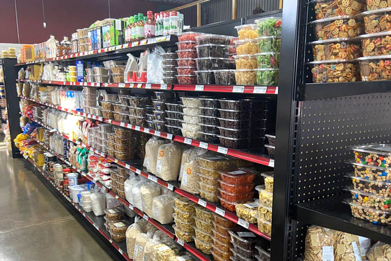 Shelves of bulk food items